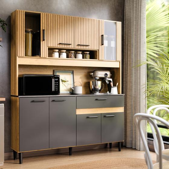 Armário De Cozinha Coral Completo Com 8 Portas E 1 Gaveta – Maxi Do Brasil