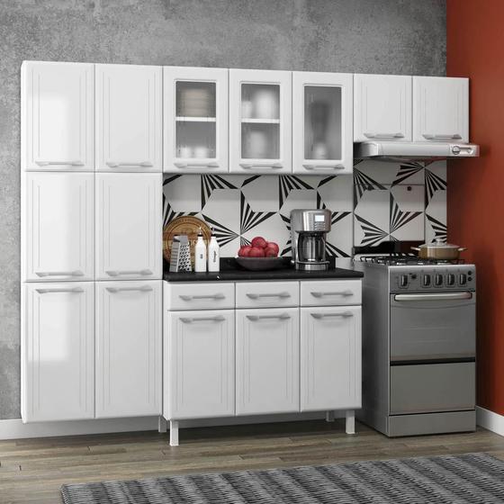 Imagem de Armário de Cozinha de Aço Compacta 3 Peças Rose Multimóveis CR6101 Branco