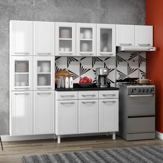 Imagem de Armário de Cozinha de Aço Compacta 3 Peças Rose Multimóveis CR6103 Branco