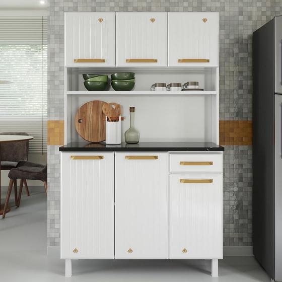 Armário de Cozinha de Aço Kit Triplo Telasul Diamante Smart Branco Menor preço em Armário de Cozinha de Aço Kit Triplo Telasul Diamante Smart Branco