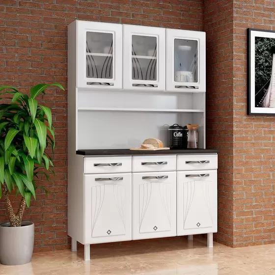 Armário de Cozinha de Aço Kit Triplo Telasul Star New Branco - Armário ...