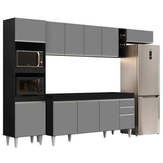 Imagem de Armário de Cozinha Modulada 5 Peças CP16 Balcão Preto/Cinza - Lumil