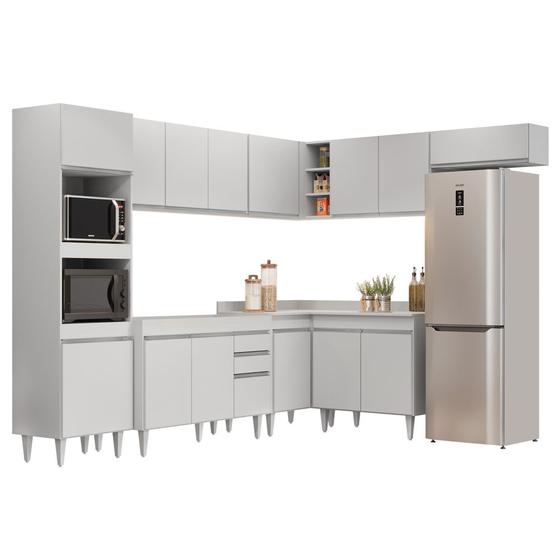 Imagem de Armário de Cozinha Modulada de Canto 8 Peças CP01 Balcão Branco - Lumil