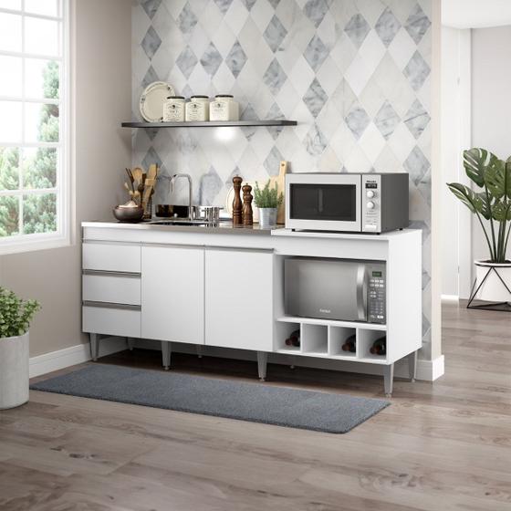 Armário de Cozinha Pequeno Completo 183x52 Cm 2 Portas 3 Gavetas Nicho Forno MDP Branco 2035 MENU Menor preço em Armário de Cozinha Pequeno Completo 183x52 Cm 2 Portas 3 Gavetas Nicho Forno MDP Branco 2035 MENU