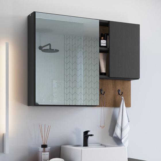 Armário Espelheira para Banheiro com 2 Portas e Nichos Menor preço em Armário Espelheira para Banheiro com 2 Portas e Nichos