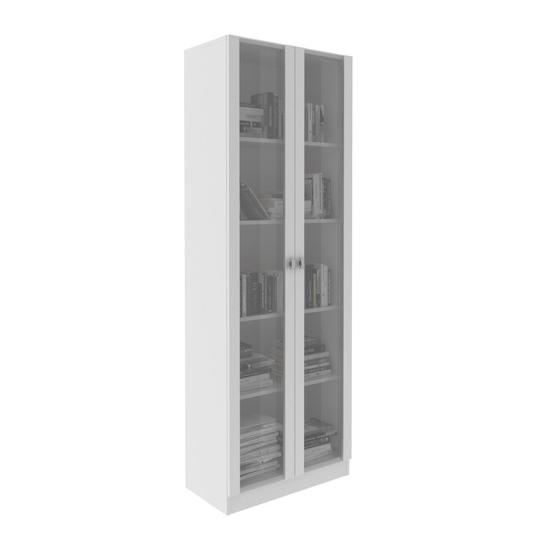 Armário Estante Livreiro Portas Vidro 4 Prateleiras Branco Menor preço em Armário Estante Livreiro Portas Vidro 4 Prateleiras Branco