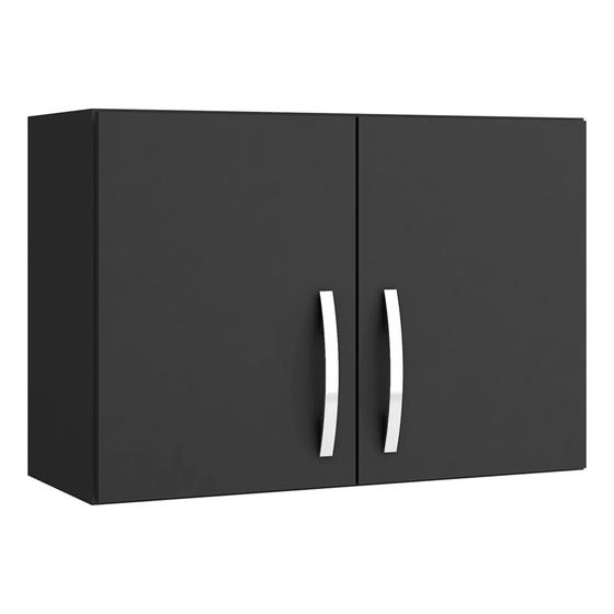 Armário Flix 2 Portas 80cm Aéreo para Cozinha Multiuso Preto Bela Móveis AJL Armário de