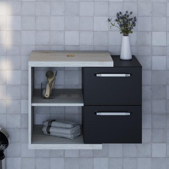 Imagem de Armário Gabinete Nexus 65cm Contemporâneo Snow/Preto Ônix