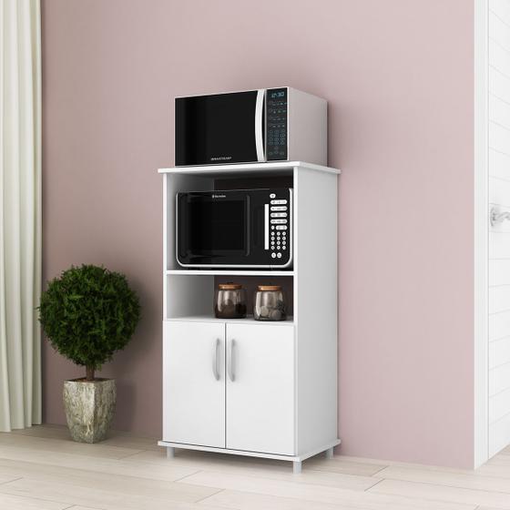Armário Gabinete P/ Forno e Micro-Ondas 2 Portas DJD BF252 Branco Menor preço em Armário Gabinete P/ Forno e Micro-Ondas 2 Portas DJD BF252 Branco