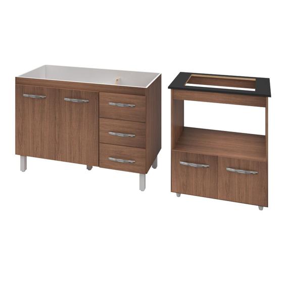 Armário pia de 120 cm Bianca com Balcão Cooktop 4 Bocas e