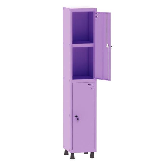 Imagem de Armário Guarda Volume Locker Roupeiro 1 Vão 02 Portas Com Prateleira GRF501PRI/2 Lilás - Pandin