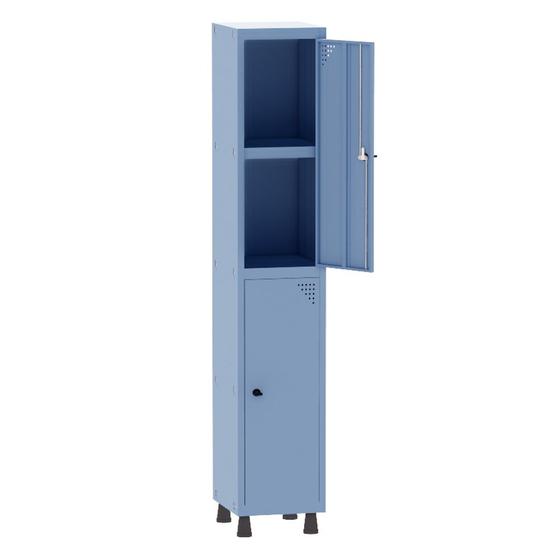 Imagem de Armário Guarda Volume Locker Roupeiro 1 Vão 02 Portas Com Prateleira GRP501PRI/2 Azul Dali - Pandin