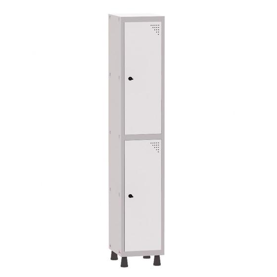 Imagem de Armário Guarda Volume Locker Roupeiro 1 Vão 2 Portas Aço GRP501/2 Cinza e Branco - Pandin