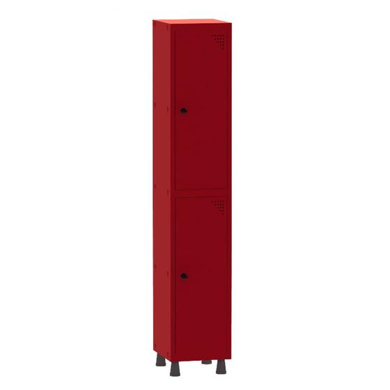 Imagem de Armário Guarda Volume Locker Roupeiro 1 Vão 2 Portas Aço GRP501/2 Vermelho - Pandin
