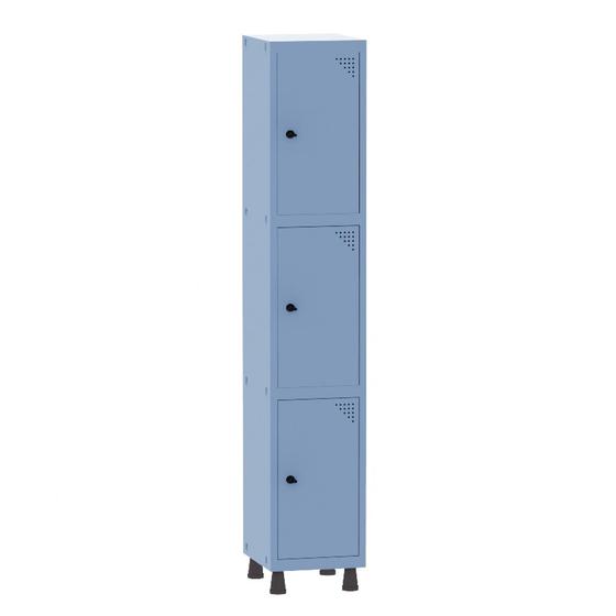 Imagem de Armário Guarda Volume Locker Roupeiro 1 Vão 3 Portas Aço GRP501/3 Azul Dali - Pandin