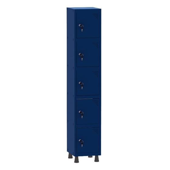 Imagem de Armário Guarda Volume Locker Roupeiro 1 Vão 5 Portas Aço GRF501/5 Azul Del Rey - Pandin