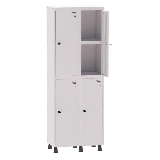 Imagem de Armário Guarda Volume Locker Roupeiro 2 Vãos 04 Portas Com Prateleira GRP502PRI/4 Branco - Pandin