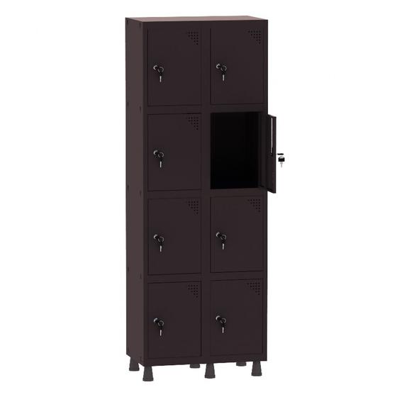 Imagem de Armário Guarda Volume Locker Roupeiro 2 Vãos 8 Portas Aço GRF502/8 Preto - Pandin