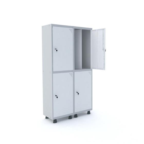 Imagem de Armário Guarda Volume Locker Roupeiro 4 Portas Aço 100cmx193cm Pandin Móveis