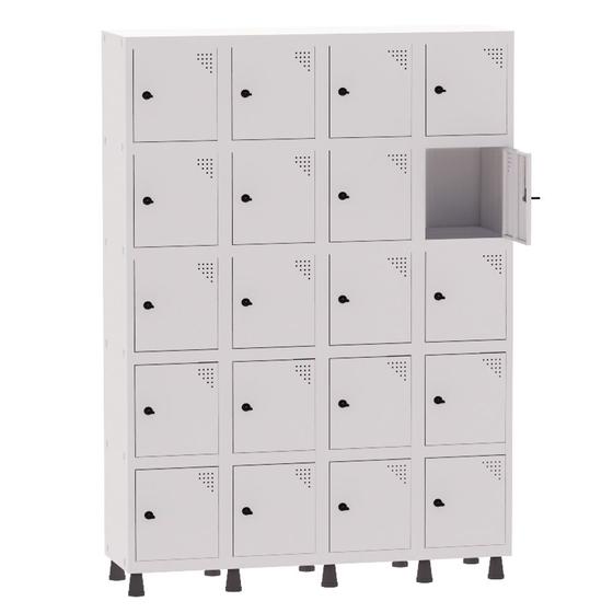 Imagem de Armário Guarda Volume Locker Roupeiro 4 Vãos 20 Portas Aço GRP504/20 Branco - Pandin