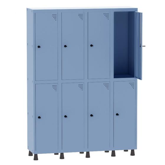 Imagem de Armário Guarda Volume Locker Roupeiro 4 Vãos 8 Portas Aço GRP504/8 Azul Dali - Pandin