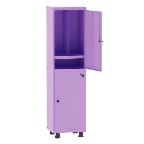 Imagem de Armário Guarda Volume Locker Roupeiro Insalubre 1 Vão 02 Portas Com Prateleira GRP501/2INSPV Lilás - Pandin