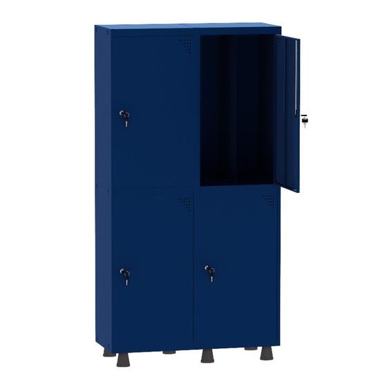 Imagem de Armário Guarda Volume Locker Roupeiro Insalubre 2 Vãos 04 Portas GRP502/4INS Azul Del Rey - Pandin