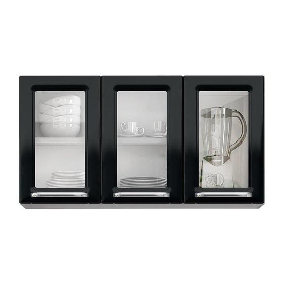 Armário Itatiaia Luce 105 3500001242, 3 Portas de Vidro, Preto Menor preço em Armário Itatiaia Luce 105 3500001242, 3 Portas de Vidro, Preto