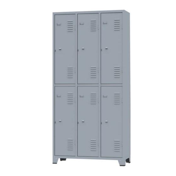 Imagem de Armário Locker para Vestiário de aço 6 Portas Grandes Cinza