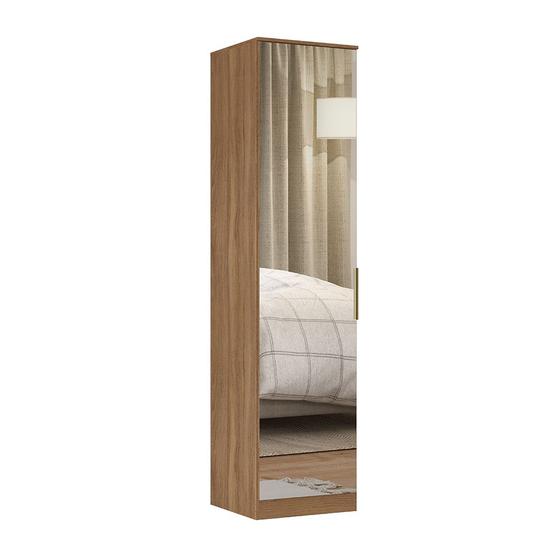 Imagem de Armário Modulado 1 Porta com Espelho Tóquio Amêndola para Quarto - Bela Móveis