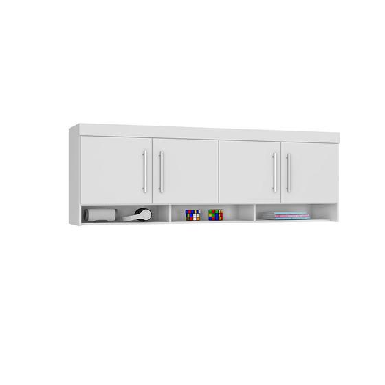 Armário Modulado Ponte Solteiro para Quarto 4 Portas Glam Branco - Bela Móveis Menor preço em Armário Modulado Ponte Solteiro para Quarto 4 Portas Glam Branco - Bela Móveis