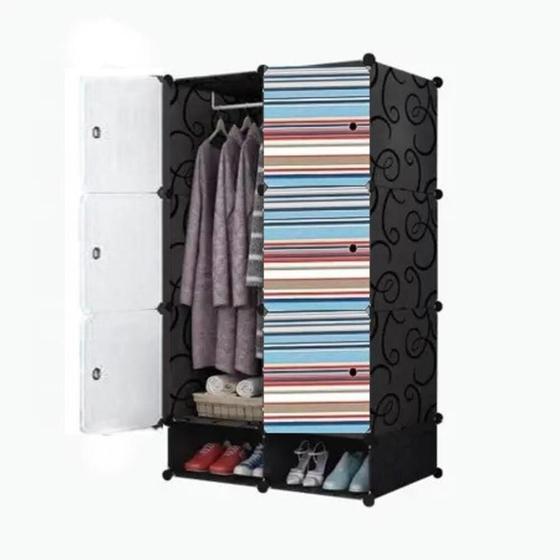 Imagem de Armario modular guarda roupa organizador arara cabideiro estante sapateira com portas compacto