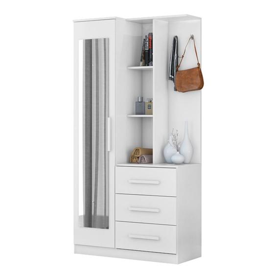 Imagem de Armário Multiuso 1 Porta com Cômoda 3 Gavetas Brisa Branco 21370 Demóbile