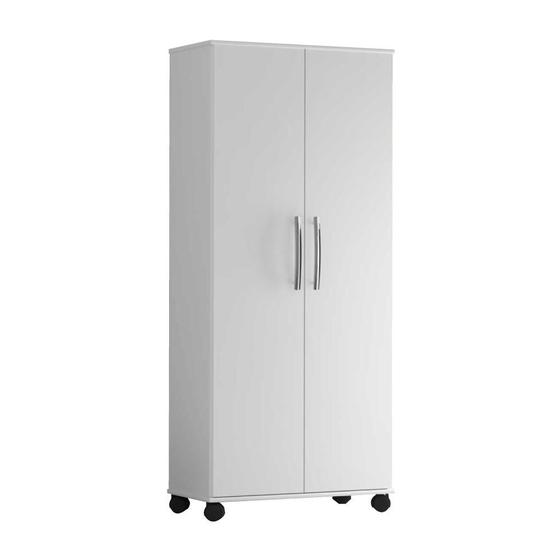 Armário Multiuso 2 Portas Para Lavanderia Com Rodízios Arezzo J&A Moveis Branco Menor preço em Armário Multiuso 2 Portas Para Lavanderia Com Rodízios Arezzo J&A Moveis Branco