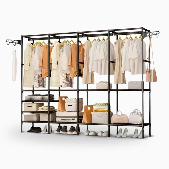 Imagem de Armário Multiuso com Cabideiro Quádruplo - Organize Roupas, Calçados e Acessórios com Estilo