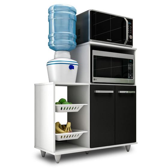 Armário Multiuso com Fruteira e Nicho Micro-ondas 2 Portas Munique L03 Branco/Preto - Mpozenato é boa?