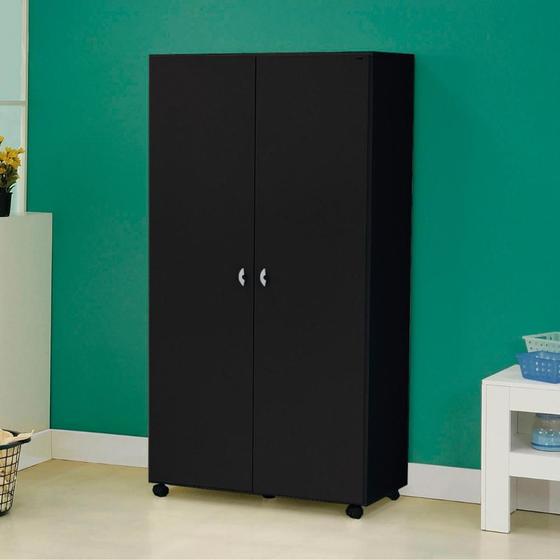 Armário Multiuso Ditália 2 Portas com Rodízios AR-70 Preto