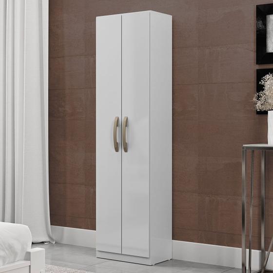 Armário Multiuso Elara 2 Portas 4 Prateleiras Branco Neve - Mx Móveis Menor preço em Armário Multiuso Elara 2 Portas 4 Prateleiras Branco Neve - Mx Móveis
