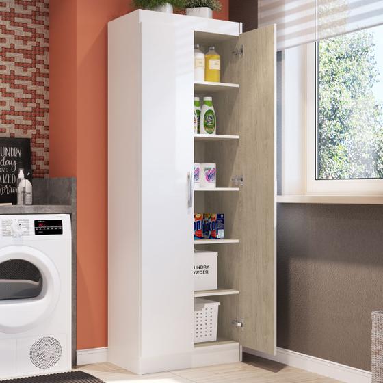 Armário Multiuso Mauí 2 Portas 5 Prateleiras 4090 Branco - Doripel Menor preço em Armário Multiuso Mauí 2 Portas 5 Prateleiras 4090 Branco - Doripel