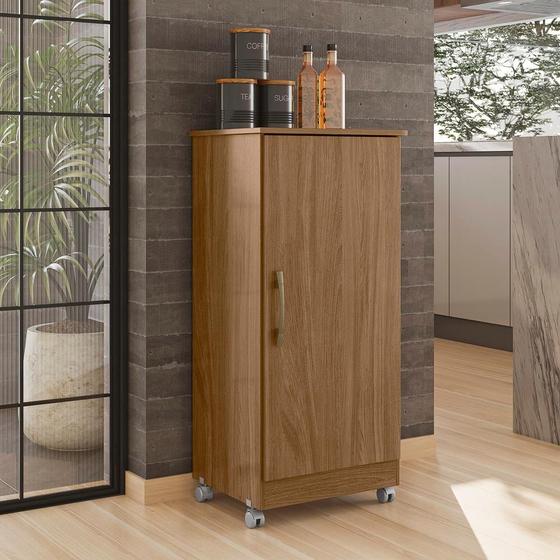 Armário Multiuso Organizador Lavanderia com Rodizio Lírio Moval Naturale Menor preço em Armário Multiuso Organizador Lavanderia com Rodizio Lírio Moval Naturale