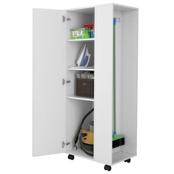 Armário Multiuso Para Lavanderia 1 Porta Dubai Branco - LH Móveis Menor preço em Armário Multiuso Para Lavanderia 1 Porta Dubai Branco - LH Móveis