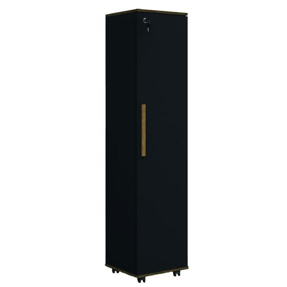 Imagem de Armário Multiuso Para Quarto Com Chave e Rodízios 1 Porta Lune Preto J&A