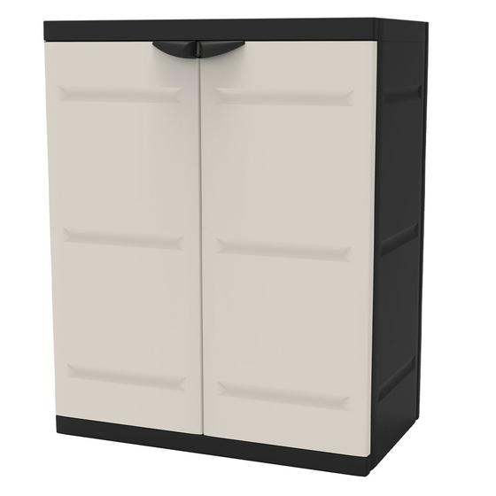 Armário Multiuso Plástico Titanium Gabinete Bege Preto Plastiken Menor preço em Armário Multiuso Plástico Titanium Gabinete Bege Preto Plastiken