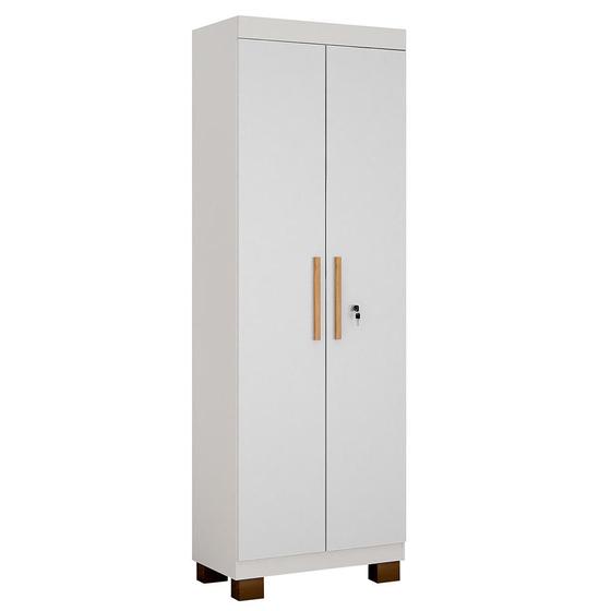 Imagem de Armário Multiuso Sapateira de Madeira Valdemóveis Asteca Com 2 Portas 5 Prateleiras e Pés Branco