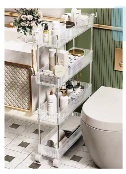 Imagem de Armário Organizador Multiuso Com  4 Camadas  Com Rodinhas Cozinha Banheiro Quarto /cor única