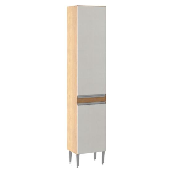 Imagem de Armário Paneleiro para Cozinha com 2 Portas 40 x 202 Cm Sabrina MDP Branco Avelã 0466 MENU