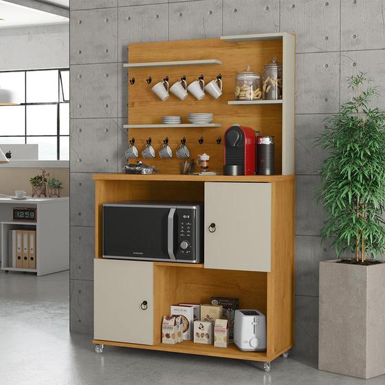 Imagem de armario para cantinho do cafe com espaço para microondas cafeteira 2 portas patrimar