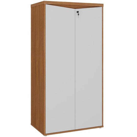 Imagem de Armário Para Escritório 160cm 02 Portas com Chave Unik A02 Freijó Branco - Lyam Decor