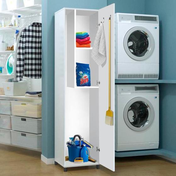 Armario Para Vassouras e Baldes 1 Porta Branco Movel Bento Menor preço em Armario Para Vassouras e Baldes 1 Porta Branco Movel Bento