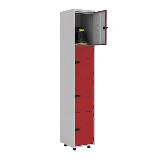 Imagem de Armário Roupeiro Aço 4 Portas Academia Guarda Volume EA701 Vermelho